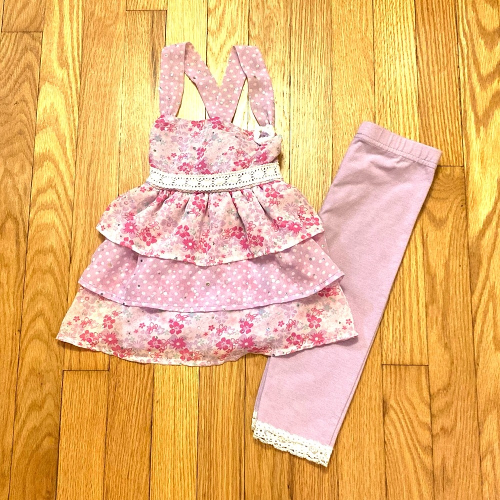 Wonder Kids Outfit Tunic Leggings Pink Purple 4T